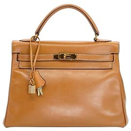 Hermès Kelly 32 Gold Cognac Leather Handbag Brown Beige Gold hardware