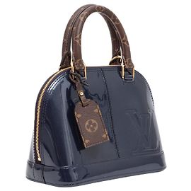 Louis Vuitton Alma BB Navy Blue Patent Leather Monogram Handbag Dark blue
