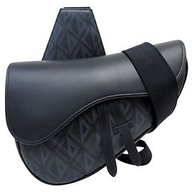 Christian Dior BOLSA DE MÃO DIOR SADDLE NOVA 1ADPO093CDP-H43E EM LONA DIAMONDS E COURO Preto
