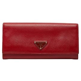 Portafoglio lungo Prada con placca logo triangolo Rosso