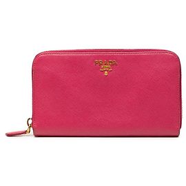 Carteira Longa com Zíper Prada Saffiano Rosa