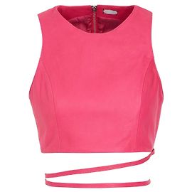 Autre Marque 8 By Yoox Crop Top em pele de cordeiro rosa Rosa