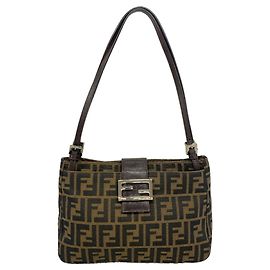 Bolsa de Ombro Fendi Zucca em Nylon e Canvas Marrom
