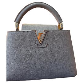 Louis Vuitton Capucines Bolsa Couro Cinza Cinza Gold hardware