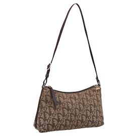 Bolsa de Acessórios Christian Dior Trotter Canvas Bege Prata Auth 204663 Prata Bege