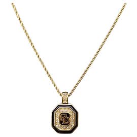 Collar Christian Dior Strass metal Gold Tone Auth 203860 Otro