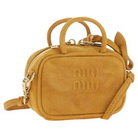 Bolsa Micro Miu Miu em camurça 2way Yellow Gold Auth 203262M Dourado Amarelo