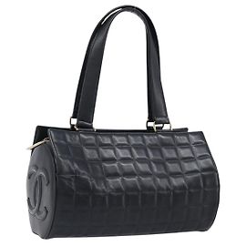 Borsa a mano CHANEL Choco Bar in pelle d'agnello nera e oro CC Auth 204075V Nero D'oro