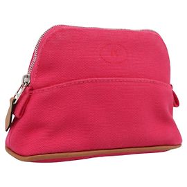 Hermès HERMES Bolide Pouch Canvas Pink Silver Auth 203321V Argento Rosa
