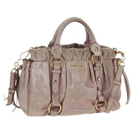 Miu Miu Hand Bag Leather 2way Pink Gold Tone Auth 167584A Pink Other
