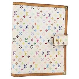 LOUIS VUITTON Monogram Multicolor Agenda GM Cover White R20894 LV Auth 204341V White