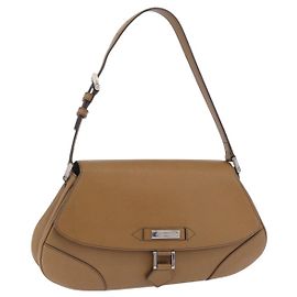 Bolsa de Ombro BURBERRY em Couro Marrom Prata Auth 204741A Marrom Prata