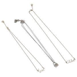 Chloé Collana Chloe Set di 3 in Metallo Tono Oro Argento Auth SW2841 Argento Altro