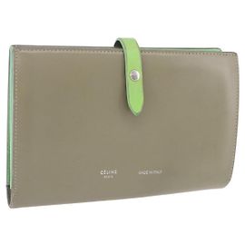 Céline CELINE Bifold Wallet Leather Beige Green Auth ar14185 Beige Green