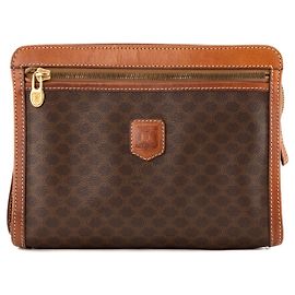 Céline CELINE - Pochette Celine en toile enduite macadam marron vintage Brown