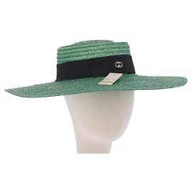 GUCCI Hat Straw Green Auth 203605M Green