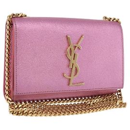 Autre Marque SAINT LAURENT Borsa a tracolla con catena in pelle Rosa Tono Oro Auth ka6239M Rosa Altro