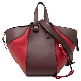 Bolso Satchel Hammock LOEWE Small Bicolor de piel de becerro rojo Roja