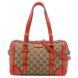 Bolsa Boston Satchel Gucci Small GG Canvas com cinto Bege Bege