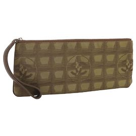 Sac pochette CHANEL New Travel Line en toile marron CC Auth 204800A Marron