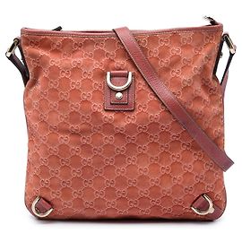 Bolsa Tiracolo Gucci GG Abbey em camurça rosa com anel D Rosa