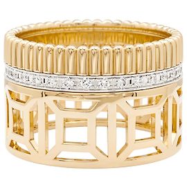 Bague Boucheron "Quatre Radiant Edition Ajourée", or jaune, or blanc, diamants. Autre