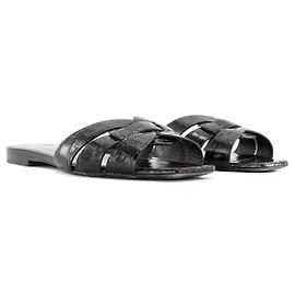 Autre Marque SAINT LAURENT - Sandálias Tribute Saint Laurent em couro com relevo de crocodilo preto (T37) Preto