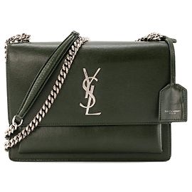 Autre Marque SAINT LAURENT - Borsa a tracolla Saint Laurent Sunset in pelle liscia verde Cachi