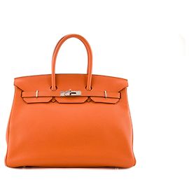 HERMÈS - Sac à main Birkin 35 Hermès en cuir togo Orange H Orange