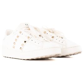 Valentino Garavani VALENTINO - Baskets Rockstud Valentino en cuir lisse blanc (T36,5) Blanc