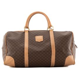 Céline CELINE - Bolsa de mão Celine Boston 40 em tela revestida Macadam e couro castanho Marrom