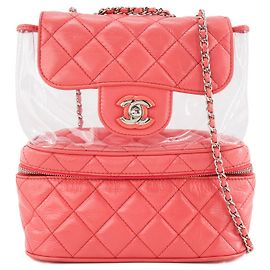 CHANEL - Borsa a tracolla Trendy CC Chanel in pelle rosa e plastica trasparente Rosa