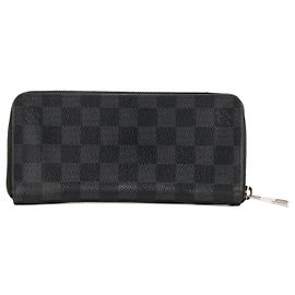 LOUIS VUITTON - Portefeuille Zippy Vertical Louis Vuitton en toile enduite damier graphite Grey