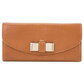CHLOÉ - Chloé Lily Continental Geldbörse aus braunem Narbenleder Braun