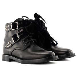 Autre Marque SAINT LAURENT - Saint Laurent Stiefeletten aus Glattleder und schwarzem Samt (T35.5) Schwarz