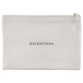 BALENCIAGA - Bolsa de mão Balenciaga Logo em couro liso cinza Cinza