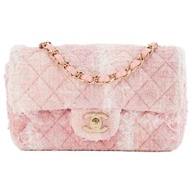 CHANEL - Bolsa de ombro Mini Rectangle Classique/Timeless Chanel em tweed rosa Rosa