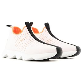 HERMÈS - Sapatilhas Eclair Hermès em lona branca e laranja (T37) Branco