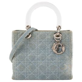 Autre Marque DIOR - Bolsa Lady Dior Medium em denim cannage azul claro vintage Azul
