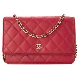 CHANEL - Bolsa de ombro Wallet on Chain Classic/Timeless Chanel em couro liso rosa Rosa
