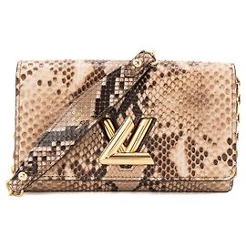 LOUIS VUITTON - Louis Vuitton Twist Wallet On Chain Schultertasche aus braunem Python-Exotenleder Braun