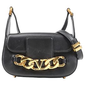 Borsa a tracolla in pelle VLogo Valentino Garavani in Black Nero