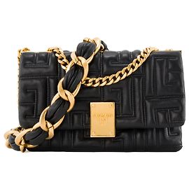 BALMAIN - Bolsa de ombro 1945 Soft Balmain em couro matelassé preto Preto