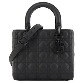 DIOR - Borsa a tracolla Lady Dior medium Dior in pelle cannage full black Nero