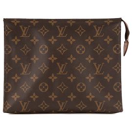 LOUIS VUITTON - Pochette 26 Louis Vuitton en toile enduite monogrammée marron Marron