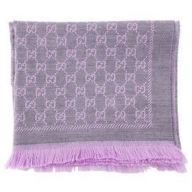 GUCCI - Sciarpa Gucci in lana nera e viola Porpora