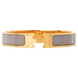 HERMÈS - Clic H Hermès Armband in grauem Emaille (PM) Grau