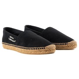 Autre Marque SAINT LAURENT - Saint Laurent Espadrilles aus schwarzem Canvas und Raffia (T41) Schwarz