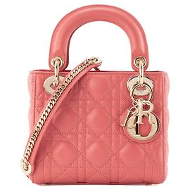 DIOR - Borsa a tracolla Lady Dior mini Dior in pelle cannage rosa Rosa