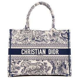 Autre Marque DIOR - Borsa cabas Book Tote medium in toile de jouy blu navy e bianca Blu navy